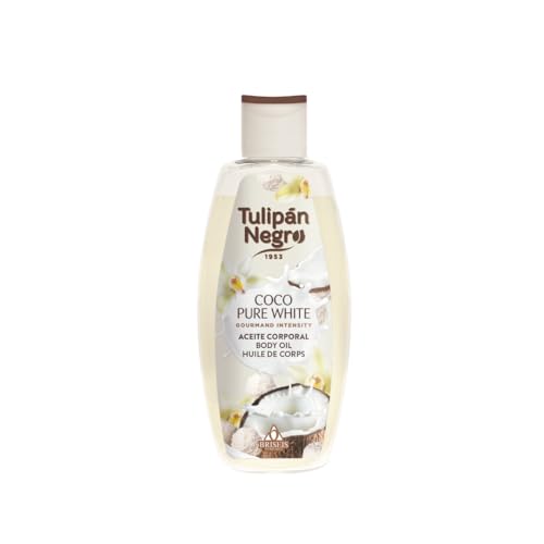 Tulipán Negro - Body Oil Coco Pure White, Aceite Corporal Nutritivo con Fragancia Dulce y Tropical, Hidratación y Suavidad para la Piel, 200 ml