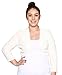 Libian Plus Size 3/4 Sleeve Cropped Bolero Shrug (1X, White)