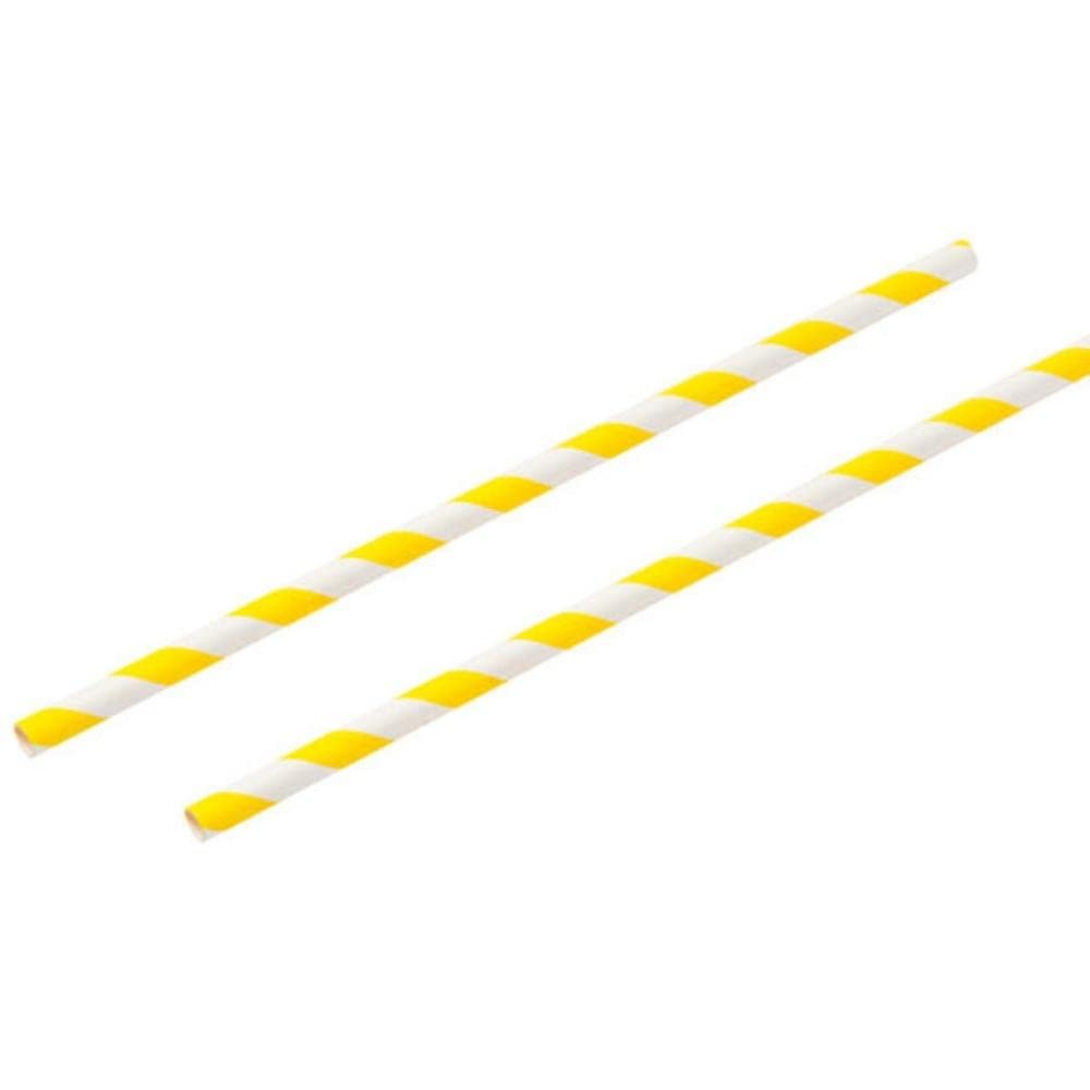 Yellow & White Paper Straws 8inch - Pack of 250