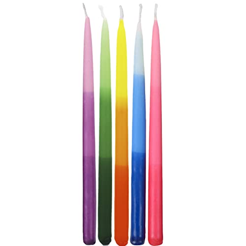 Dripless Deluxe Tapered Hanukkah Candles, Multicolored 3Tone Pastel