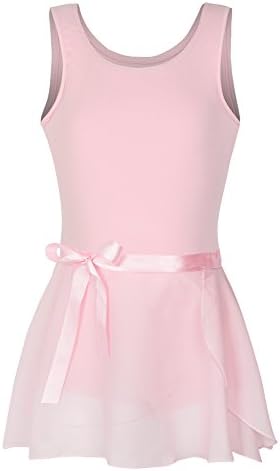 YEEIC Girls' Classic Tank Top Skirted Leotard for Kids Gymnastics Training Dance Ballet Unitard (Pink, 8-10)