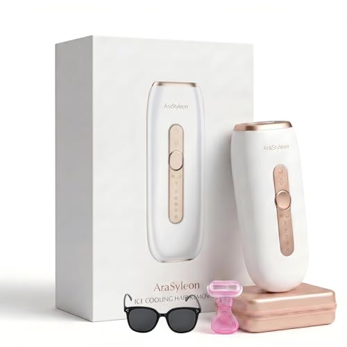AraSyleon Sapphire Cooling IPL Epilator For Men And Women | Large Light Window, 5 Energy Levels, Includes Protective Glasses, Razor and Storage Bag