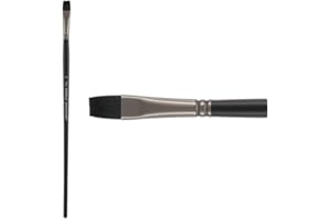 CREATIVE MARK Black Swan Synthetic Red Sable Flat Paint Brushes - Flat Size # 12 - Professional Quality Long Handle Paint Brushes for Oil, Heavy Body Media and Acrylic - Artists of All Levels