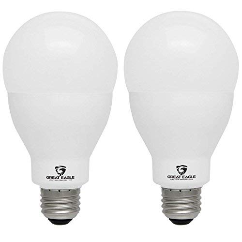 Great Eagle LED 23W Light Bulb (Replaces 150W – 200W) A21 Size with 2600 Lumens, Non-Dimmable, 5000K Daylight, UL Listed (2-Pack)