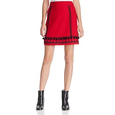 Kate Spade Womens Pom Wool Blend Pom-Pom Trim Mini Skirt