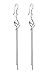 FB Elegant Sterling Silver Pin Special Design Linear Tassel Earrings