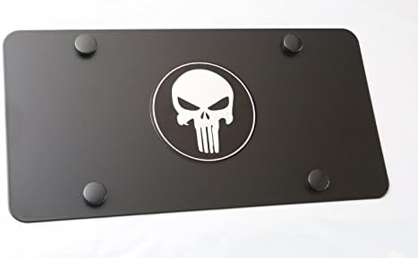 Metal Embossed Emblem on Stainless Steel License Plate (12" x 6", Punisher)