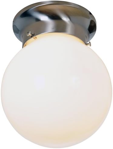 Royal CoveRoyal Cove 558735 Globe Ceiling Fixture, White Glass, Brushed Nickel, 6 In.