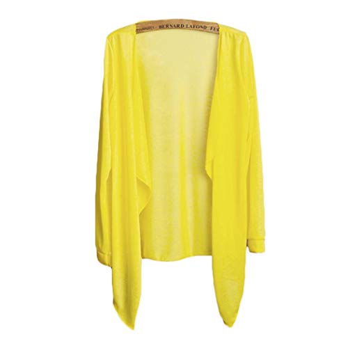 Elever Women Casual Long Sleeve Ultra-Light Sun Protection Air Conditioner Cardigan Cover-Ups Dark Yellow