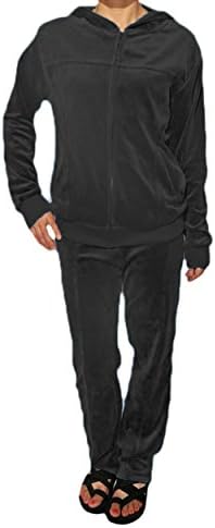 Chebella Women's Velour Suit Set,X-Large,Dark Grey