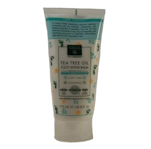 Earth Therapeutics Tea Tree Oil Foot Balm – Australian Tea Tree Oil w/Aloe Vera & Chamomile – Hydrates, Softens & Conditions Dry Cracked Feet, Heel and Calluses – Soothe Irritated Skin – 6 Oz