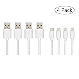 Upow Short Apple Charging Cable 4 Pack,iPhone Cord Data Sync USB Portable Fast Charge for iPhone Xs Max/Xr/8/8 Plus / 7/7 Plus / 6s/6s Plus /6/6 Plus 5/5s/5c/Multi-Port Charging Station,White