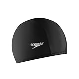 Speedo Lycra Solid Swim Cap, Black, One Size
