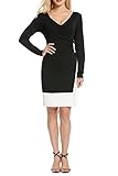 ACEVOG Women's Deep V Neck Long Sleeve Faux A Line Wrap Dress
