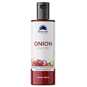 Druvan Cosmetic Onion Non Sticky Hair Oil For Stronger, Thicker & Glossier Hair, Moisturizer & Softener for Hair | 100…