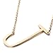 Gmai Women's Classic Stainless Steel Big Letter Necklace Initial Chain Script Pendant Name Necklace Sideways Large Initial Necklace for Women Gift(Gold Letters A-Z Available)