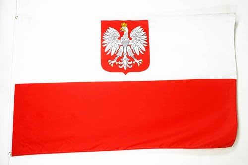 AZ FLAG, Poland With Eagle Flag, 3x5 Ft, 100D Polyester Polish Coat Of Arms Banner with Two Metal Grommets, Fade Resistant