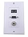 CERRXIAN HDMI VGA 3.5mm Audio Video Stereo Pass Through Component Composite Wall Face Plate Panel (White)