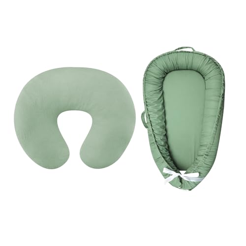 Hooyax Muslin Nursing Pillow Cover and 100% Cotton Baby Lounger Cover Only, Soft and Breathable Feeding Slipcover for Breastfeeding Moms, Portable Baby Nest Replacement Cover for Boys Girls