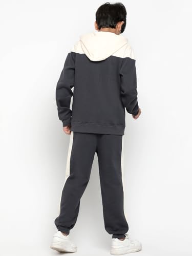 Lil Tomatoes Boys Heavy Weight Cotton Fleece Track Suit, CHARCOAL, 13-14 Years 3