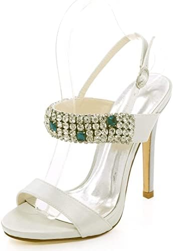 NB Women's Wedding Shoes Satin High Heels Rhinestone Buckle
