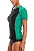ALove Women Short Sleeve Rashguard Colorblock Swim Shirt UPF 50 Black L