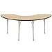 FDP Half Moon Activity School and Office Table (36 x 72 inch), Standard Legs with Ball Glides for Collaborative Seating Environments, Adjustable Height 19-30 inches - Maple Top, Black Edge, Sand Legs