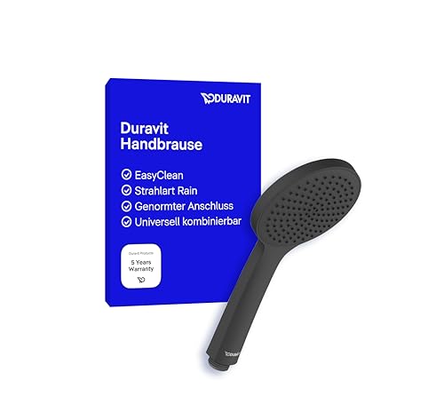 Duravit Universal Handbrause, Duschbrause mit Strahlart Rain, Schwarz Matt