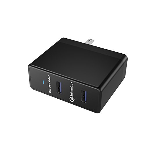 CHOETECH 36W Dual Quick Charge 3.0 USB Wall Charger (Quick Charge 2.0 Compatible) with Foldable Plug for Galaxy S8, S8 Plus, LG G6, G5, HTC 10/One A9, Samsung, iPhone, iPad and More