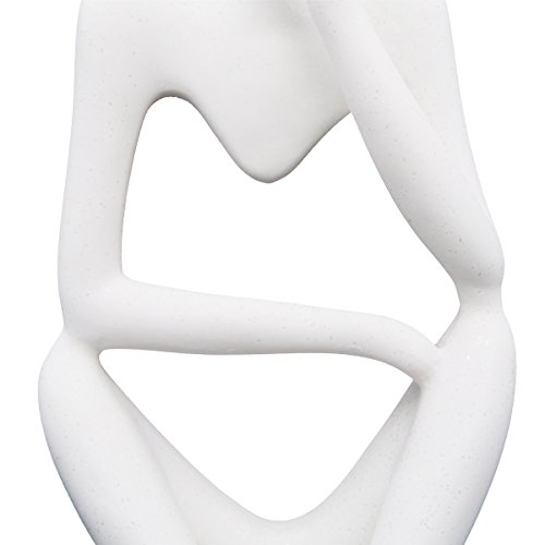 Stylish White Sandstone Resin Sculpture Thinker Statue Abstract Figure Hand Carved Craft Art for Home Office Bookshelf Desktop Crafts Gifts - Thumbnail 5