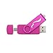 Techkey OTG USB Flash Drive for Cell Phones,Tablets and PCs,Key Chain Included,Watercolor Series,16GB,Rose Pink