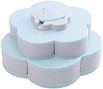 Double-layer Rotating Fruit Plate, Petal Shape Dried Fruit Plate/Snack Storage Tray/Home Living Room Candy Dish (Color : Transparent)