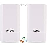 KuWFi 2-Pack 300Mbps Wireless Outdoor CPE Kit Point-to-Point Wireless Access Point 2.4G WiFi Bridge Supports 1KM Transmission Distance Solution for PTP/PTMP (Pre-Program)