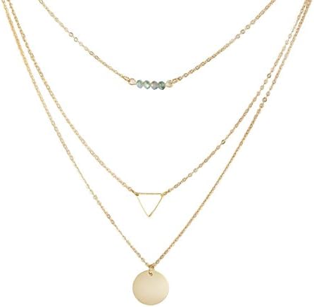 QTMY Bohemian Jewelry Alloy Multilayer Beaded Pendant Necklace