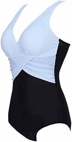 Also Easy Chic Comfortable and Soft Sexy V Neck Cross Cover Tummy Control One Piece Swimsuit Fashion Monokini Bikini Charming WhiteLarge Fashionistas New