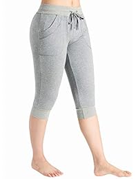 Latuza - Pantalones capri de algodón para mujer con bolsillos