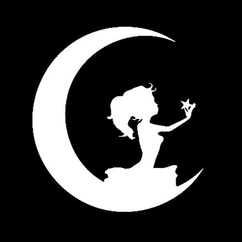 40 Offの激安セール 車用ステッカー 天使の女の子の月と星ビニル12 8cmx13 8cm車のステッカーデカール Color White