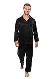 TexereSilk Men's Classic Silk Pajama Set (Black, Large) Best Pyjamas for Father Brother Son Nephew Boyfriend MS0001-BLK-L