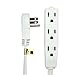 Flat Multiple Outlet Extension Cord 25 Ft for Indoor Use by Bindmaster- UL-Listed 3-Prong Multi Extension Wire- Space-Saving Flat Angled Extension Cord- White