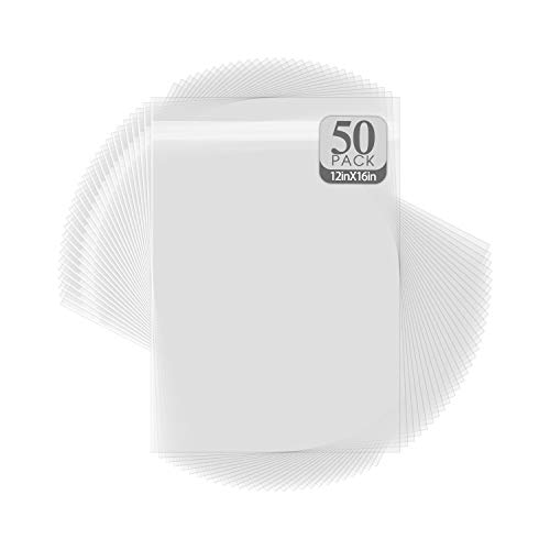Golden State Art, 50 Pack Clear Bags for 12x16 Mats, Pictures, Acid-Free, 12 2/5