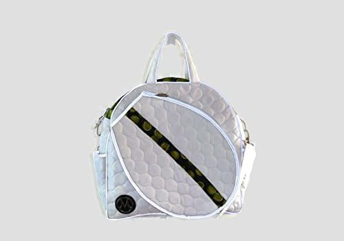 ModaMoo Womens Reflective, Lightweight and Durable, Water and Stain Resistant, Adjustable Crossbody Strap and Carry Handles Tennis Bag, Designed in New York, White