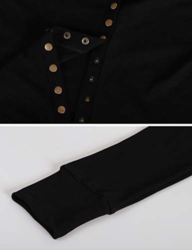Weilim Women's V-Neck Button Down Knitwear Long Sleeve Casual Cardigans Sweater Black XXL - Thumbnail 6