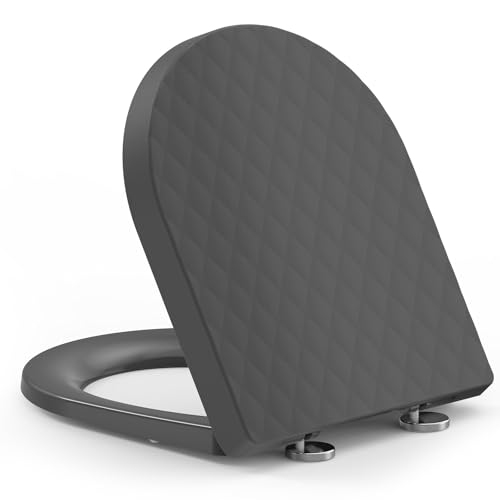 Tapa WC Universal Asiento Inodoro Forma D Rombos Gris