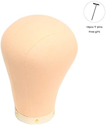 Canvas Cork Block Head for Mannequin Wig and Hat Making, Styling &amp; Display. +12psc T-pins(21)