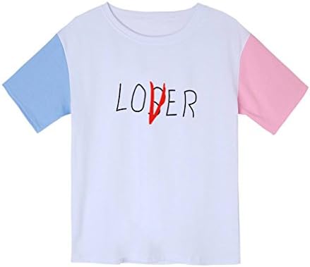 Fashionoly Harajuku Women T-Shirt Summer BTS Cotton Patchwork Funny Lover Loser Letters Femme White Tops Tees