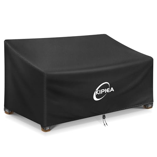 Kipiea Patio Sofa Cover, Heavy Duty 600D Outdoor Couch Cover Waterproof Winter, 2-Seat Patio Furniture Cover Loveseat, Outdoor Sofa Covers with Anti UV and No Tears, No Fading (60" W x 34" D x 31" H)