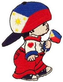 Choice your patch - Philippines Little BOY Country Flag Iron-ON Patch Crest Badge Size : 3 X 2 INCH by Aveshop