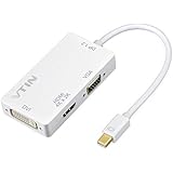 Vtin [DP 1.2 Version/4Kx2K] Gold Plated Mini Displayport (Thunderbolt Port Compatible) to HDMI/DVI/VGA 3-in-1 Adapter - White