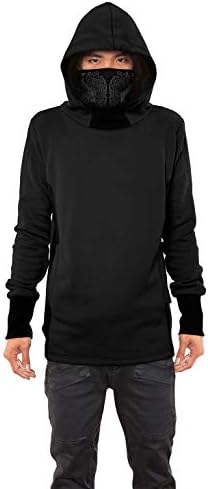 Street Habit Men's Nobunga Hoodie Japanese Turtle Neck Gaiter Urban Printed Pullover Outwear