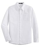 Spring&Gege Boys' Long Sleeve Solid Formal Cotton Twill Dress Shirts
